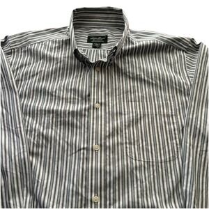 Eddie Bauer Relaxed Fit Wrinkle Resistant Mens Large Gray Striped LS Button Down